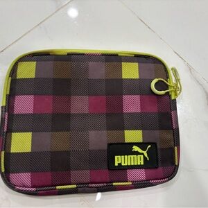 Puma Checkered Tablet Sleeve in Pink and Green